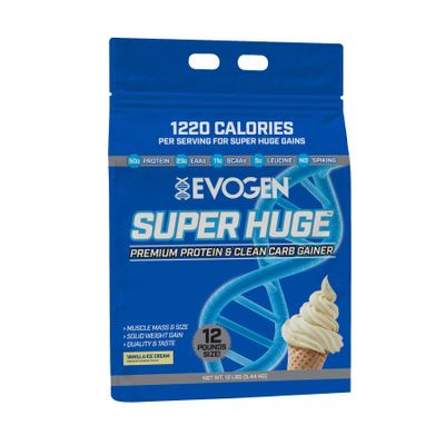 Evogen Super Huge Mass Gainer Protein Powder | 50g Protein, Vanilla Ice Cream | High Calorie Weight Gainer for Men & Women with Carbs & Nutrients | Strength & Weight Gain Support
