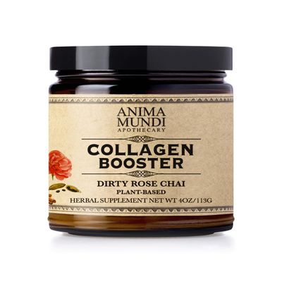 Anima Mundi Apothecary Vegan Collagen Booster Powder, Dirty Rose Chai - Beauty Supplement for Skin, Hair & Nails - Collagen Support Powder for Glowing Skin - Easy Drink Mix-in (4oz)