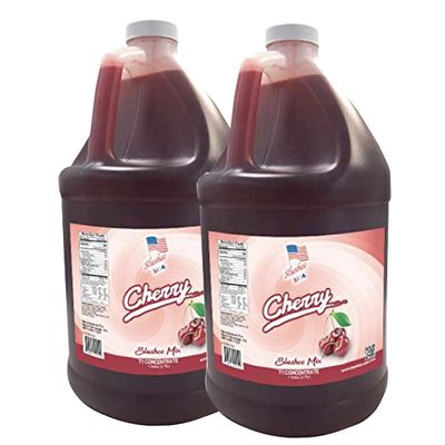 Cherry Slushee Mix - Half Case of 2 x 1 Gallons | 256 oz (Yields Approx. 192-12oz servings per case) | Mixing Ratio 7 (Water) to 1 (Product Mix)
