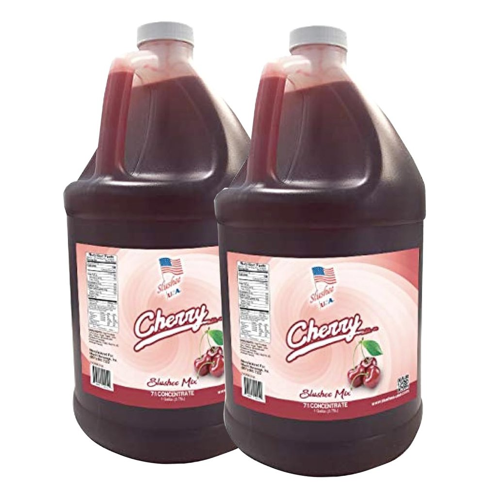 Cherry Slushee Mix - Half Case of 2 x 1 Gallons | 256 oz (Yields Approx. 192-12oz servings per case) | Mixing Ratio 7 (Water) to 1 (Product Mix)