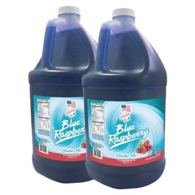 Blue Raspberry Slushee Mix | Half Case of 2 x 1 Gallons - 256 oz | (Yields Approx. 192-12oz servings per case) | Mix 7 Parts Water With 1 Part Syrup