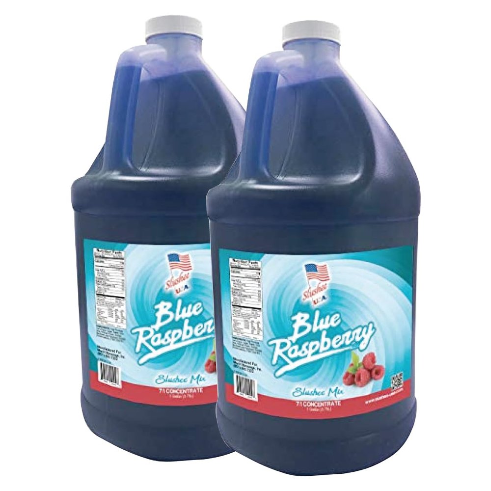 Blue Raspberry Slushee Mix | Half Case of 2 x 1 Gallons - 256 oz | (Yields Approx. 192-12oz servings per case) | Mix 7 Parts Water With 1 Part Syrup