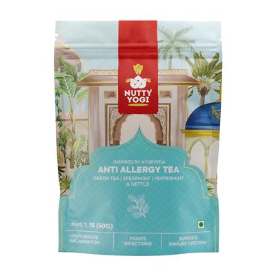 Nutty Yogi Anti Allergy Tea Herbal Green Tea With Spearmint, Peppermint And Nettle Leaves Makes 30 Cups Per Pack Mint Aroma And Benefits Of Nettle(50 G (Pack Of 1))
