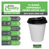 EcoQuality 2 Pack of 150 ct - White Hot Drink Paper Cups 10 oz with Black Dome Lids - Disposable Coffee Cups, Recyclable, Compostable, Office, Breakrooms, Restaurants view 2