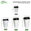 EcoQuality 2 Pack of 150 ct - White Hot Drink Paper Cups 10 oz with Black Dome Lids - Disposable Coffee Cups, Recyclable, Compostable, Office, Breakrooms, Restaurants view 4