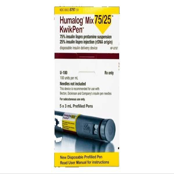 Eli Lilly HUMALOG MIX KWIKPEN 75 UNITS - 25 UNITS/ML PEN INJECTOR (Pre-Filled Pen, 3 Milliliter)