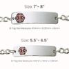 American Medical ID  Sterling Silver Classic Red Medical Alert ID Bracelet  Unisex for Women and Men, Red Emblem on Alert Bracelet. (5.5"  6.5" wrist) view 3
