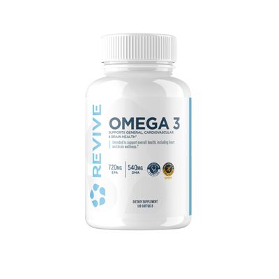 Revive MD Omega 3 Fish Oil Supplements for Men & Women Softgels with EPA & DHA Fatty Acids for Healthy Skin & Joints, Heart & Brain Support Vegan-Friendly, Gluten-Free (120 Softgels)