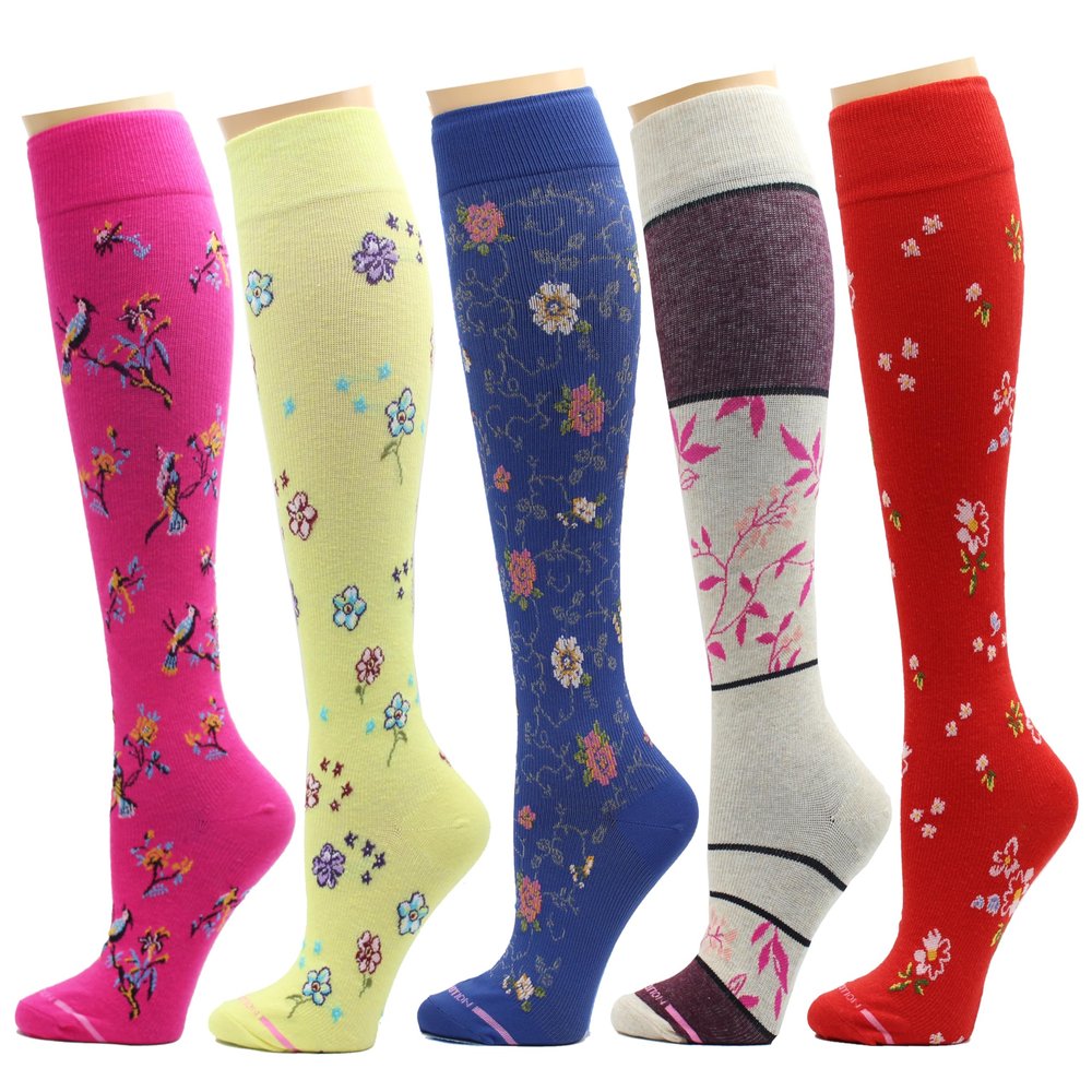 5 Pairs Dr. Motion Therapeutic Graduated 8-15mmHg Compression Women's Knee-hi Socks (R)