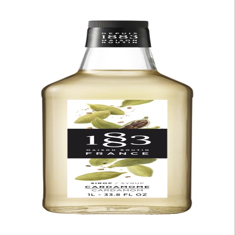 1883 Cardamom Syrup for Drinks, Made in France, 1 Liter Glass Bottle