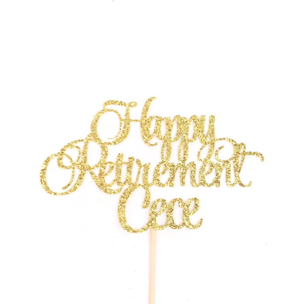 Atelier Elegance ANY NAME Happy Retirement Cake Topper, Retirement Cake Topper