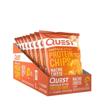 Tortilla Style Protein Chips - 19g Protein - Nacho Cheese (8 Bags)