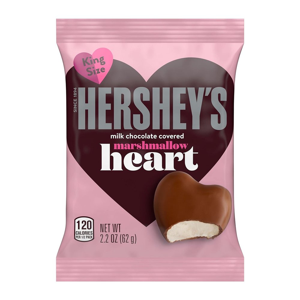 Hersheys, Marshmallow Heart, Milk Chocolate Covered, King Size