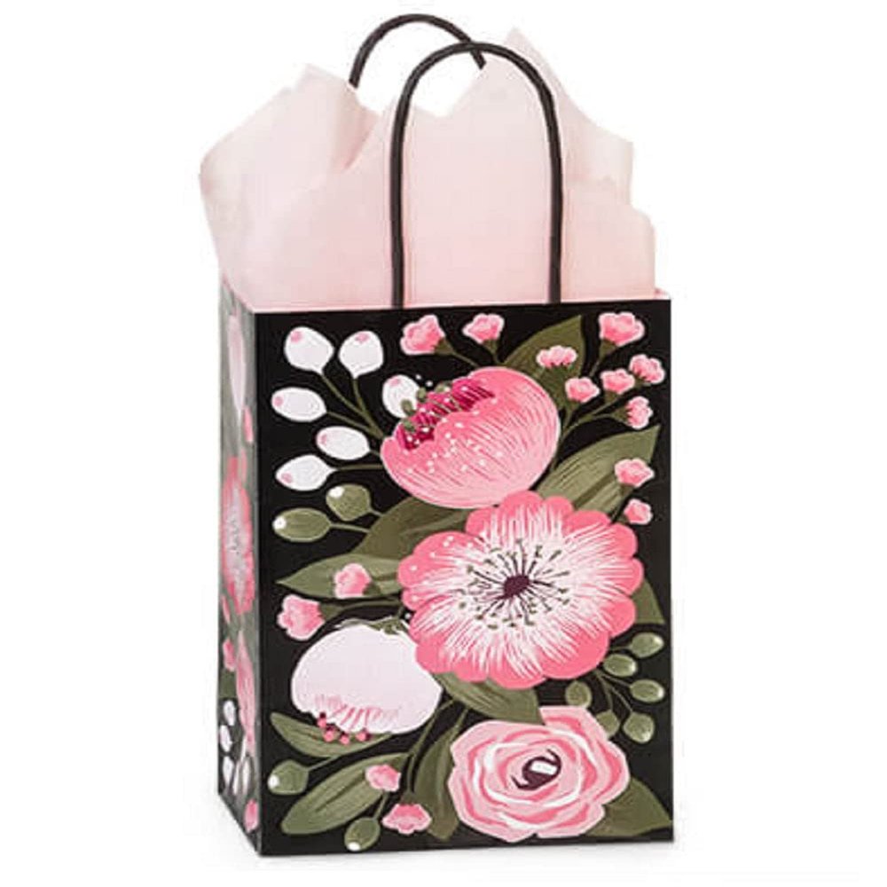 NW Moonlit Blooms Paper Shopping Bags - Rose Size - 5.5 x 3.25 x 8.5in. - 200 Pack