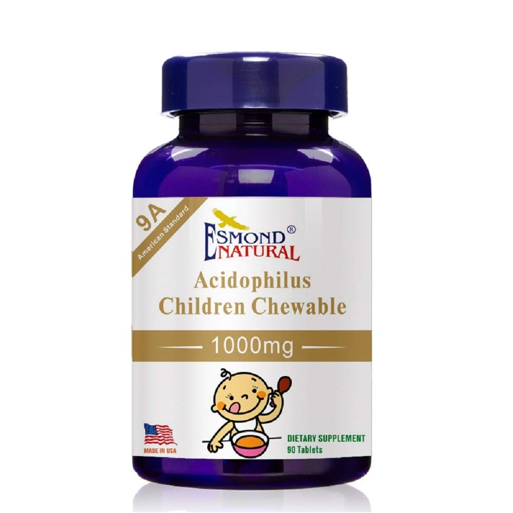 (3 Pack) Esmond Natural: Acidophilus Children Chewable (9A American Standard), GMP, Natural Product Assn Certified, Made in USA - 1000mg, 270 Tablets