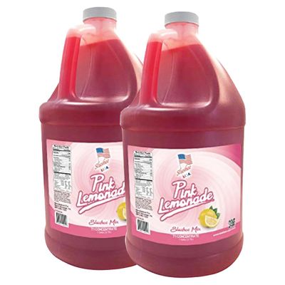 Pink Lemonade Slushee Mix - Half Case of 2 x 1 Gallons | 256 oz (Yields Approx. 192-12oz servings per case) | Mixing Ratio 7 (Water) to 1 (Product Mix)