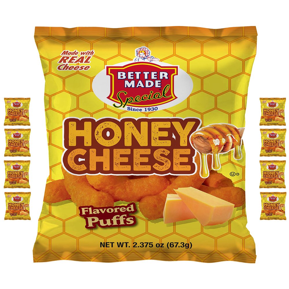 Better Made Special Honey Cheese Puffs (8) x Bags 2.375oz Each (Pack of 8)