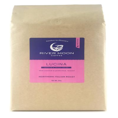 River Moon Coffee, Italian Style Medium Roast Espresso Coffee Beans, 5 lbs, Non-GMO, Direct Trade, 100% Arabica, Lucina Blend