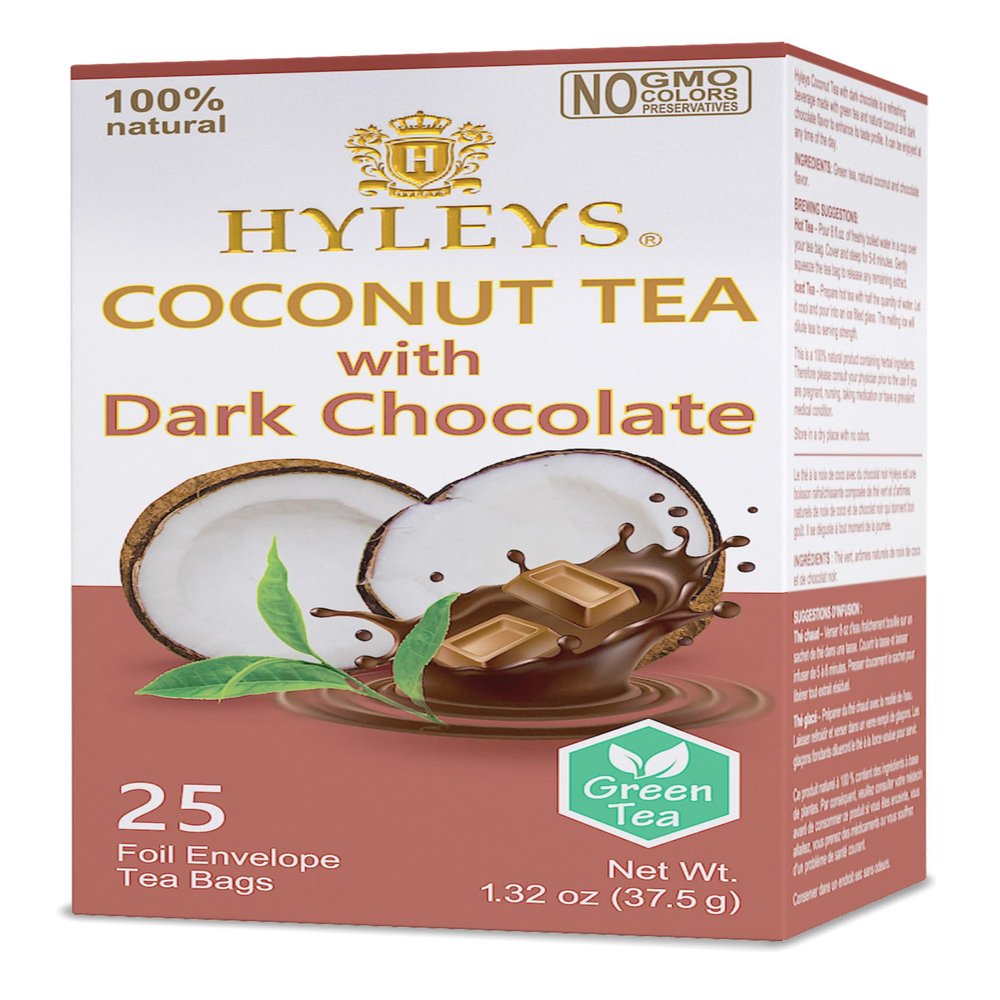 12 Pack of Natural Wellness Coconut Tea With Dark Chocolate - 25 Tea Bags (Gmo Free, Gluten Free, Dairy Free, Sugar Free & 100% Natural)