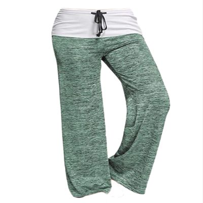Andongnywell Womens High Waist Drawstring Wide Leg Trousers Casual Comfy Palazzo Pants Wide Legs Lounge Pants Trousers (Green,XX-Large)