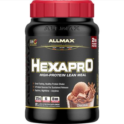 ALLMAX HEXAPRO, Chocolate - 2 lb - 25 Grams of Protein Per Serving - 8-Hour Sustained Release - Zero Sugar - 21 Servings