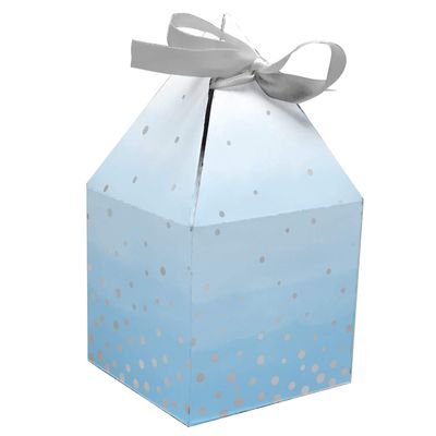 Creative Converting Blue and Silver Celebration Favor Boxes, 6" x 3.25", Multi-color