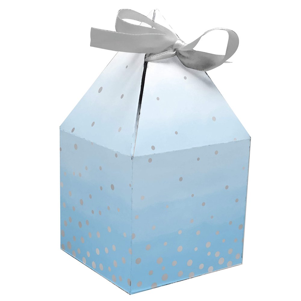 Creative Converting Blue and Silver Celebration Favor Boxes, 6" x 3.25", Multi-color