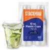 12 oz Clear Plastic Cups with Strawless Sip-Lids [50 Sets] PET Crystal Clear Disposable 16oz Plastic Cups with Lids - Crystal Clear, Durable Cup - BPA Free + Crack Resistant, for Coffee, Juice, Shakes view 1