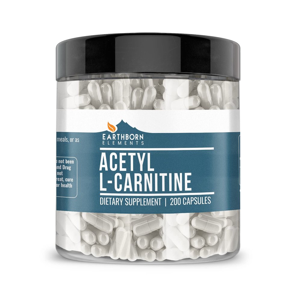 Earthborn Elements Acetyl L-Carnitine, 200 Capsules, Pure & Undiluted, No Additives