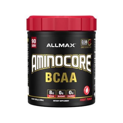ALLMAX AMINOCORE BCAA Powder for Workout Muscle Recovery & Increased Endurance - Sugar Free, No Fillers 8.18 Grams Bcaas Amino Acids, B Vitamins for Women and Men- 90 Servings | Fruit Punch, 1035g