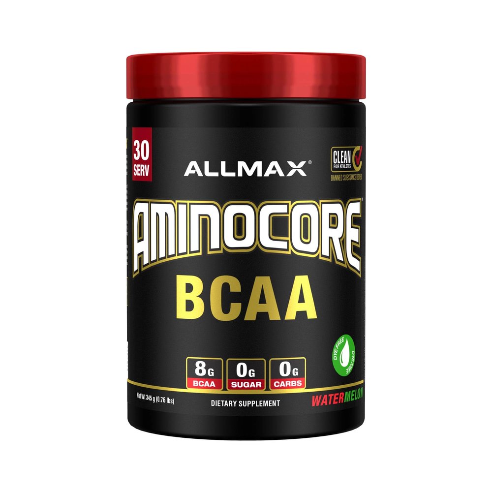 ALLMAX AMINOCORE BCAA Powder for Workout Muscle Recovery & Increased Endurance - Sugar Free, No Fillers 8.18 Grams Bcaas Amino Acids, B Vitamins for Women and Men - 30 Servings | Watermelon, 345g