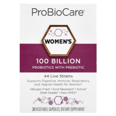 ProBioCareProbiotic for Women 100 Billion CFUs, Supports Digestive, Immune & Gut Health Promotes Healthy Microbiome Balance & Nutrient Absorption (30 Vegetable Capsules)