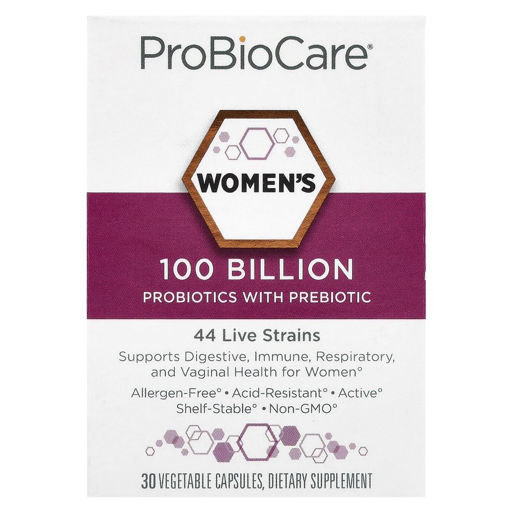 ProBioCareProbiotic for Women 100 Billion CFUs, Supports Digestive, Immune & Gut Health Promotes Healthy Microbiome Balance & Nutrient Absorption (30 Vegetable Capsules)