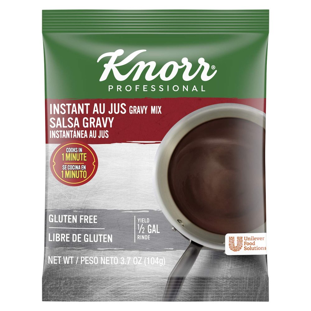 Knorr Professional Instant Au Jus Gravy Mix Gluten Free, No Artificial Flavors or Preservatives, No added MSG, Dairy Free, Colors from Natural Sources, 3.7 oz, Pack of 12