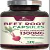 Beet Root Capsules 1300mg - Extra Strength Red Beetroot Powder Supplement  Supports Nitric Oxide Production, Heart Health & Natural Energy  Non-GMO, Vegan, Gluten Free  120 Veggie Capsules view 1