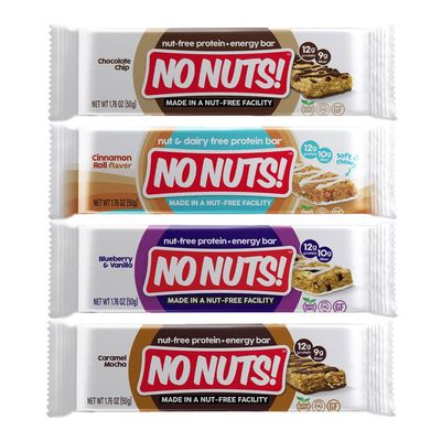 No Nuts! Variety Pack Protein Bars 4-Flavor Sampler | 100% Nut-Free, Dairy-Free, Vegan, Organic, Kosher, Egg-Free, Non-GMO Snack & Energy Bars