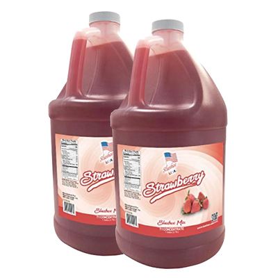 Strawberry Slushee Mix - Half Case of 2 x 1 Gallons | 256 oz (Yields Approx. 192-12oz servings per case) | Mixing Ratio 7 (Water) to 1 (Product Mix)
