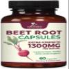 Beet Root Capsules 1300mg - Extra Strength Red Beetroot Powder Supplement  Supports Nitric Oxide Production, Heart Health & Natural Energy  Non-GMO, Vegan, Gluten Free  60 Veggie Capsules view 1