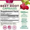 Beet Root Capsules 1300mg - Extra Strength Red Beetroot Powder Supplement  Supports Nitric Oxide Production, Heart Health & Natural Energy  Non-GMO, Vegan, Gluten Free  60 Veggie Capsules view 2
