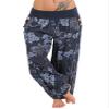 Andongnywell Women Print Wide Harem Pants Hippie Boho Loose Pocket Button Harem Pants High Waist Baggy Beach Pants (Dark Blue,XXXXX-Large) view 1
