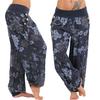 Andongnywell Women Print Wide Harem Pants Hippie Boho Loose Pocket Button Harem Pants High Waist Baggy Beach Pants (Dark Blue,XXXXX-Large) view 2