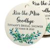 Personalized Bridal Shower Tags with Greenery - Kiss The Miss Goodbye (Set of 15) (Cream) view 1