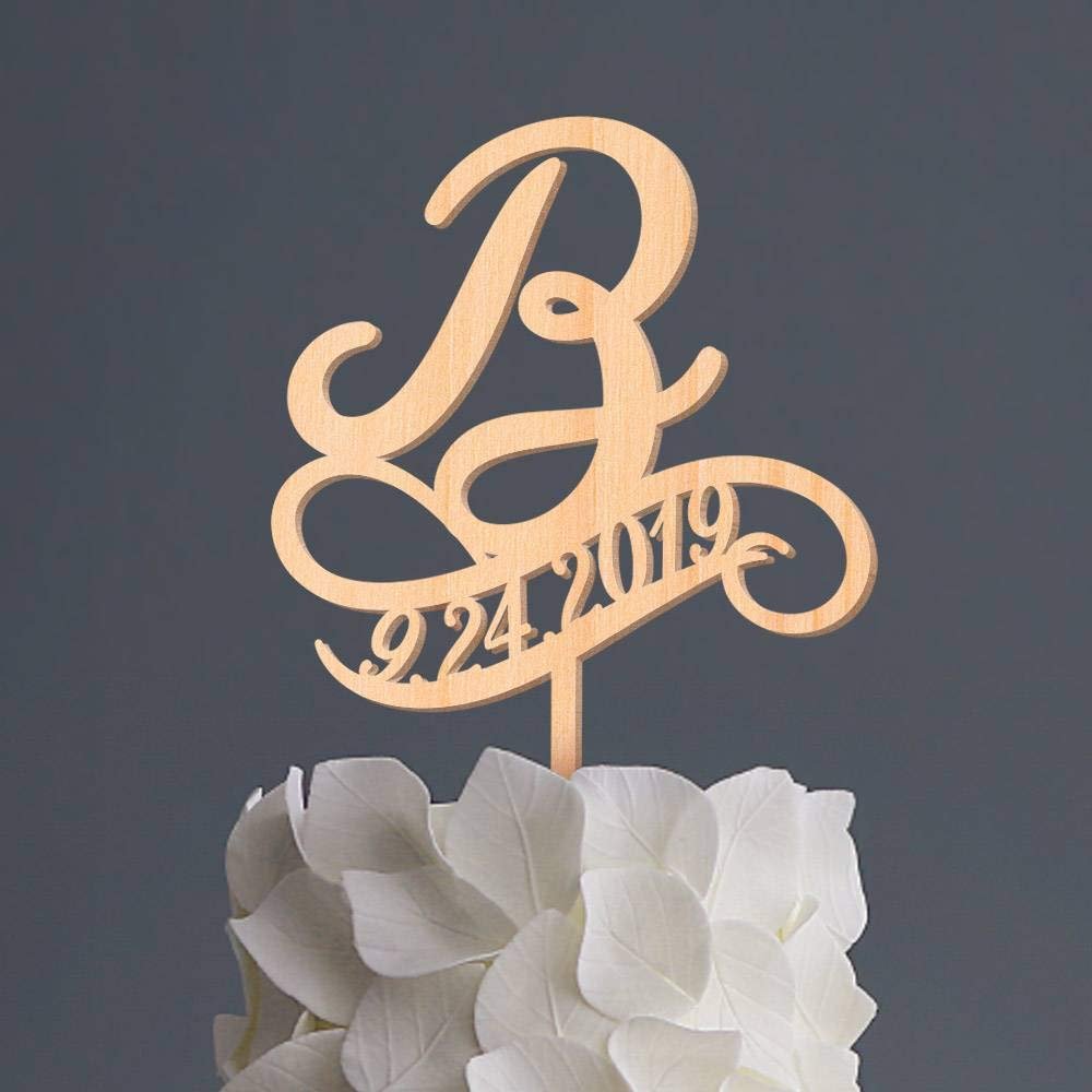 Center Gifts Custom Wood Birthday Cake Topper with Initial,Best Cake Toppers for Party Cake Decorations, Cake Decorating Supplies Birthday Gifts for Women and Men