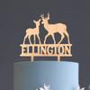Custom Wood Wedding Cake Topper with Deers view 1
