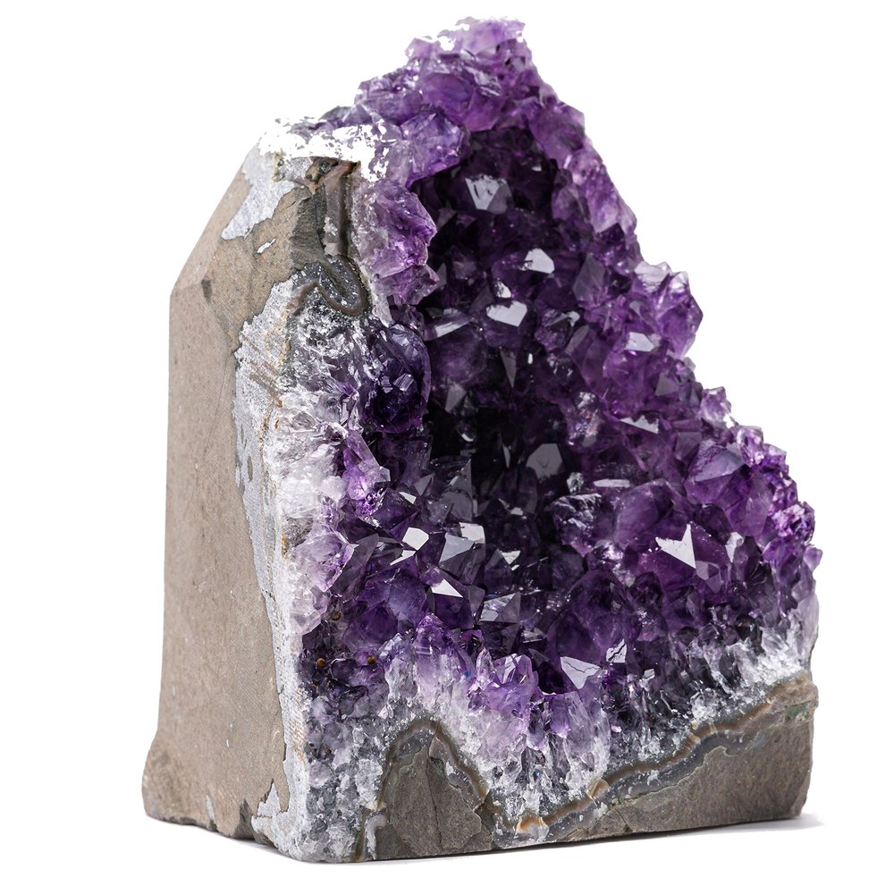 EMPORION Natural Amethyst (2 lb to 3 lb) - 4" to 7" Height - Crystal Clusters Stone from Uruguay Raw Geode Quartz - Deep Purple Color