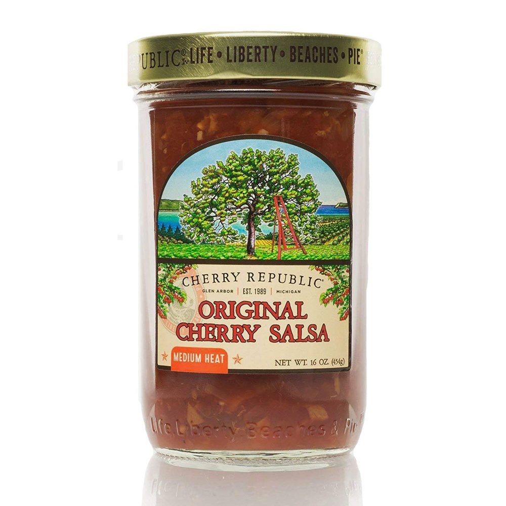Cherry Republic Original Cherry Salsa Medium Heat, 16 oz - All Natural Chunky Medium Salsa, Made with Real Michigan Cherries, Sweet, Savory and Spicy Dip and Cooking Sauce, Small Batch