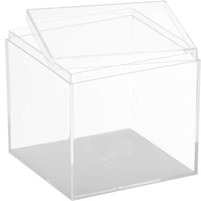 Hammont Clear Acrylic Box - Square Cube Home Storage Boxes - Bathroom Organizers | Kitchen | Office Containers - Display Box with Lid - Party Favor Gift Boxes | Measures 2.25"x2.25"x2.25" | 6 Pack