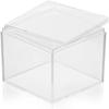 Hammont Acrylic Desk Accessories Set - Cotton Ball & Qtip Holder Set - 4 Pack - Acrylic Holder with Lid - Organization and Storage Bathroom  Amac Box for Makeup, Jewelry, Nick Nacks - 3x3x3 view 1