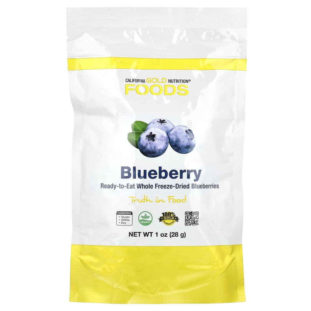 California Gold Nutrition Freeze Dry Blueberry, Ready-to-Eat Whole Freeze Driberry, 28g, 1oz