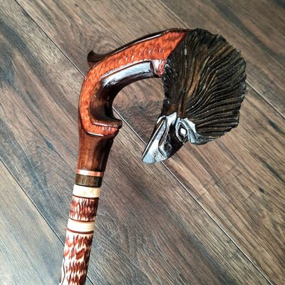 Walking Stick Cane Reeds Canes Sticks Wooden Wood Carving Men Accessories Grandma Grandpa (Raven I)